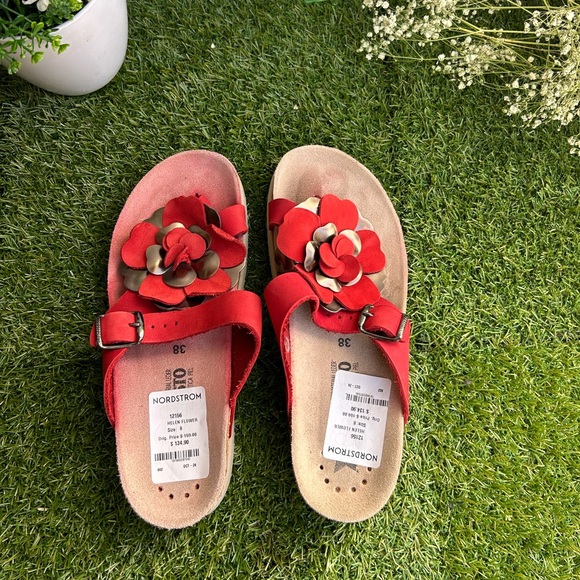 Mephisto Helen Flower Red Nubuck Comfort Sandal Women's sizes 38 US8 gently used - Picture 13 of 16